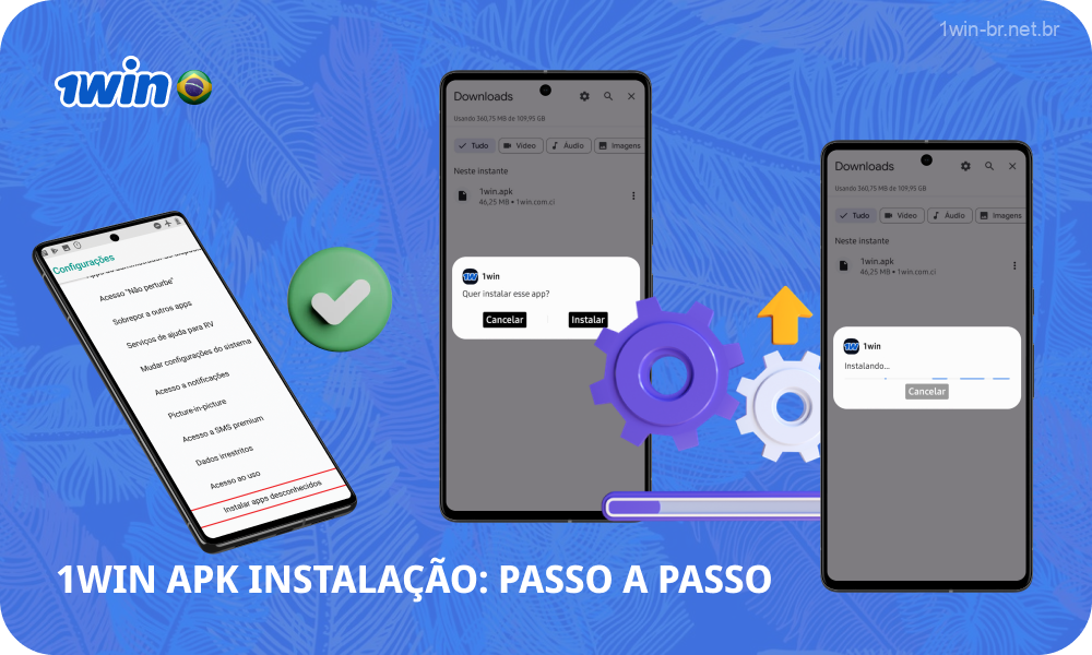 Para instalar o 1win APK no Android, encontre o arquivo baixado em seu dispositivo e clique nele para iniciar a instalação