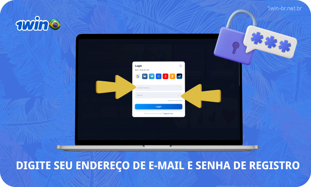 Para fazer login no sistema 1win Brasil, você deve inserir os dados especificados durante o cadastro