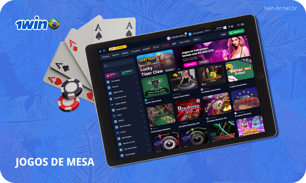 O 1win Brazil Casino oferece mais de 600 jogos de mesa, incluindo uma variedade de variantes de roleta e blackjack, bem como jogos menos comuns, como bacará, pôquer e dados