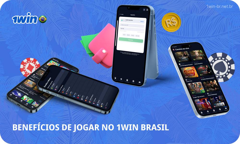 A 1win Brasil oferece aos seus jogadores uma série de benefícios, incluindo um site em português, depósitos em moeda local, mais de 13.000 jogos, jogos de cassino com crupiê ao vivo, vários métodos de pagamento, um aplicativo móvel