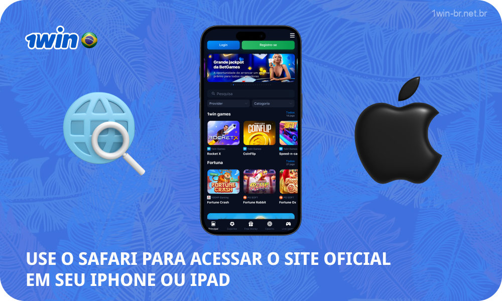 Os usuários brasileiros precisam visitar o site oficial do 1win para baixar o aplicativo móvel iOS