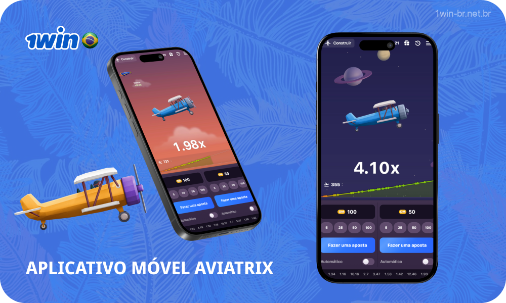 Os jogadores do Brasil podem começar a jogar Aviatrix com dinheiro real em seus smartphones baixando o aplicativo gratuito 1win para Android ou iOS